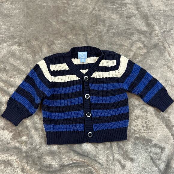 Children's Place Blue Stripe Knit Cardigan Sweater 0-3 Months Baby Boy - Picture 2 of 5